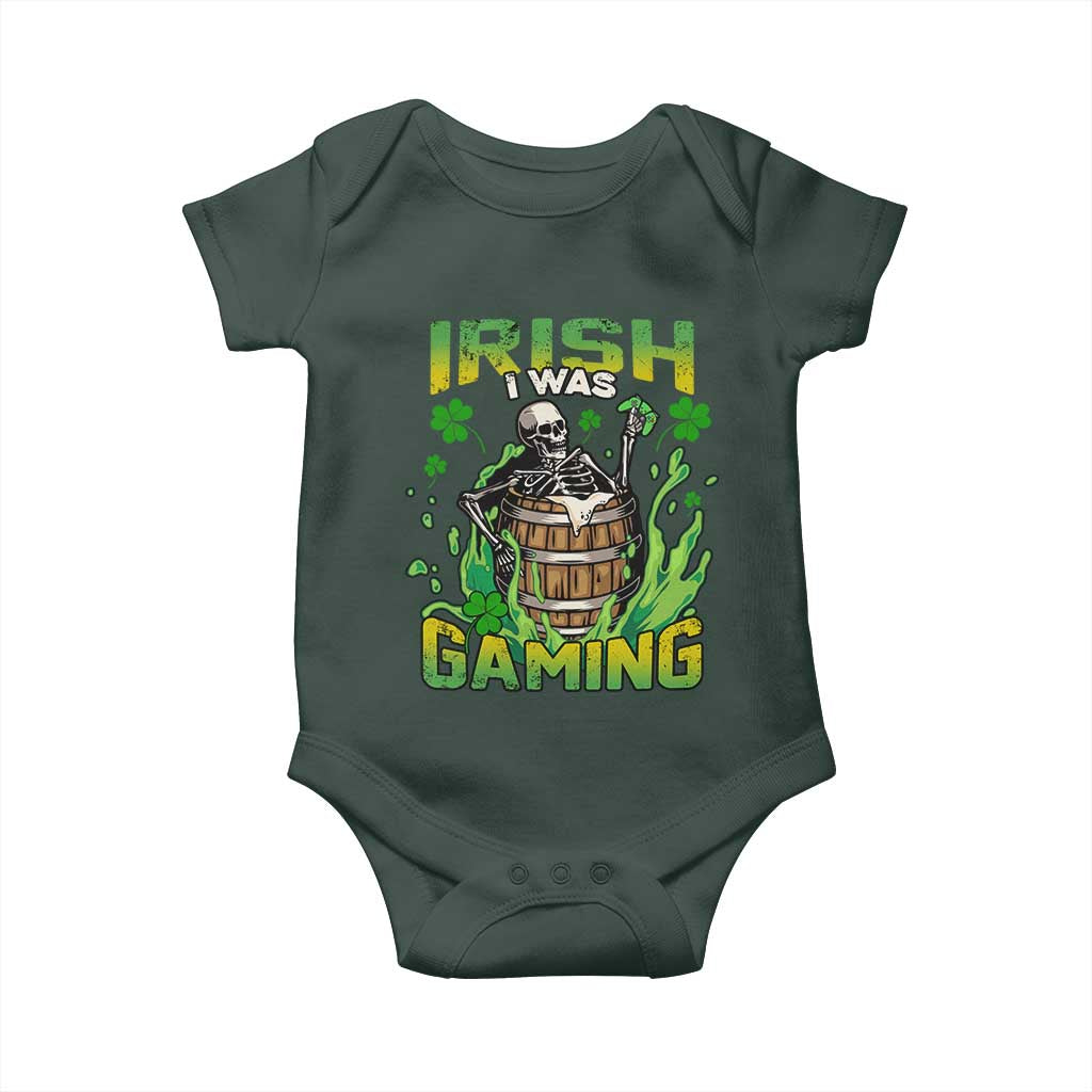 Irish Skeleton Baby Onesie Irish I Was Gaming Funny St Patrick's Day Gamer Gaming Skull TS02 Print Your Wear
