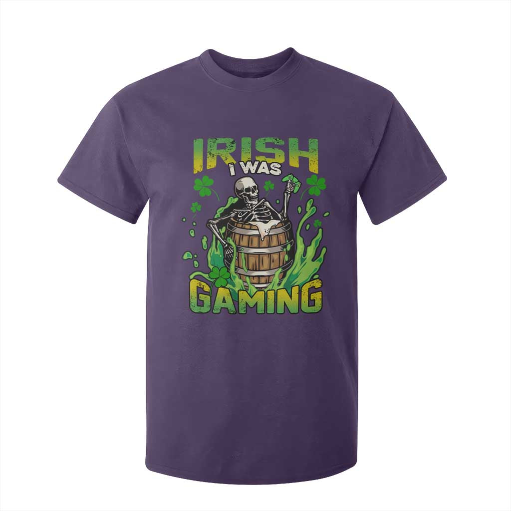 Irish Skeleton T Shirt For Kid Irish I Was Gaming Funny St Patrick's Day Gamer Gaming Skull TS02 Purple Print Your Wear
