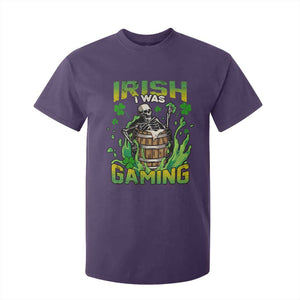 Irish Skeleton T Shirt For Kid Irish I Was Gaming Funny St Patrick's Day Gamer Gaming Skull TS02 Purple Print Your Wear