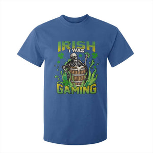 Irish Skeleton T Shirt For Kid Irish I Was Gaming Funny St Patrick's Day Gamer Gaming Skull TS02 Royal Blue Print Your Wear