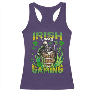 Irish Skeleton Racerback Tank Top Irish I Was Gaming Funny St Patrick's Day Gamer Gaming Skull TS02 Purple Print Your Wear