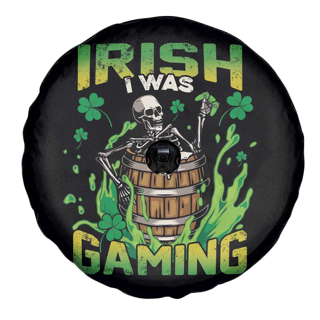 Irish Skeleton Spare Tire Cover Irish I Was Gaming Funny St Patrick's Day Gamer Gaming Skull TS02 Print Your Wear