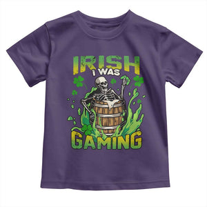 Irish Skeleton Toddler T Shirt Irish I Was Gaming Funny St Patrick's Day Gamer Gaming Skull TS02 Purple Print Your Wear