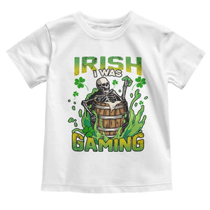 Irish Skeleton Toddler T Shirt Irish I Was Gaming Funny St Patrick's Day Gamer Gaming Skull TS02 White Print Your Wear