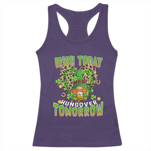Funny St Patricks Day Drinking Racerback Tank Top Irish Today Hungover Tomorrow Beer Lover Gnome TS02 Purple Print Your Wear