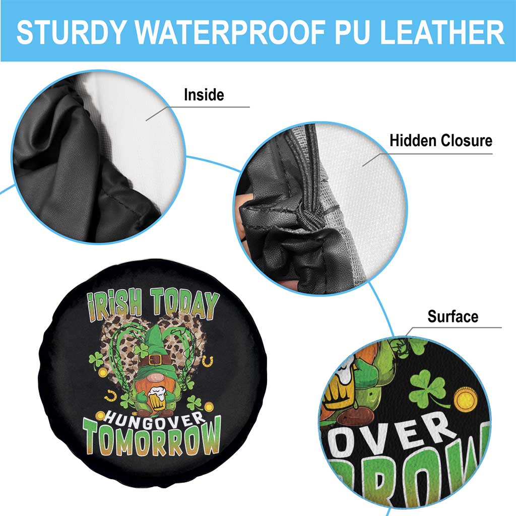 Funny St Patricks Day Drinking Spare Tire Cover Irish Today Hungover Tomorrow Beer Lover Gnome TS02 Print Your Wear
