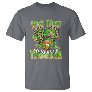 Funny St. Patricks Day Drinking T Shirt Irish Today Hungover Tomorrow Beer Lover Gnome TS02 Charcoal Printyourwear