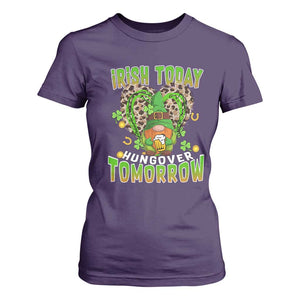 Funny St Patricks Day Drinking T Shirt For Women Irish Today Hungover Tomorrow Beer Lover Gnome TS02 Purple Print Your Wear