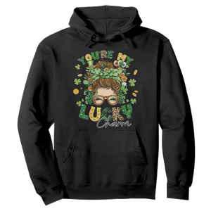 Funny St. Patricks Day Hoodie You Are My Lucky Charm Shamrock Messy Bun TS02 Black Printyourwear