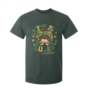 Funny St Patricks Day T Shirt For Kid You Are My Lucky Charm Shamrock Messy Bun TS02 Dark Forest Green Print Your Wear