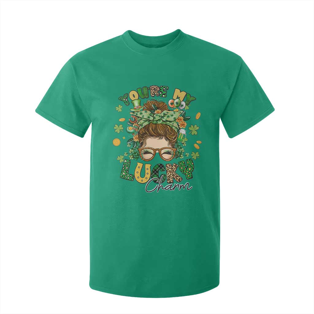 Funny St Patricks Day T Shirt For Kid You Are My Lucky Charm Shamrock Messy Bun TS02 Irish Green Print Your Wear