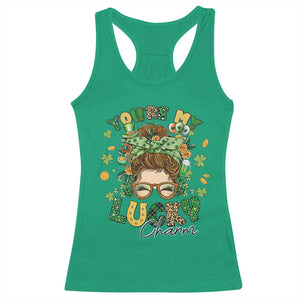 Funny St Patricks Day Racerback Tank Top You Are My Lucky Charm Shamrock Messy Bun TS02 Irish Green Print Your Wear