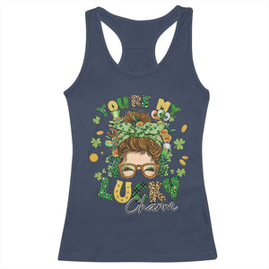 Funny St Patricks Day Racerback Tank Top You Are My Lucky Charm Shamrock Messy Bun TS02 Navy Print Your Wear