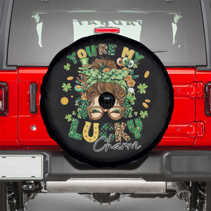 Funny St Patricks Day Spare Tire Cover You Are My Lucky Charm Shamrock Messy Bun TS02 Black Print Your Wear
