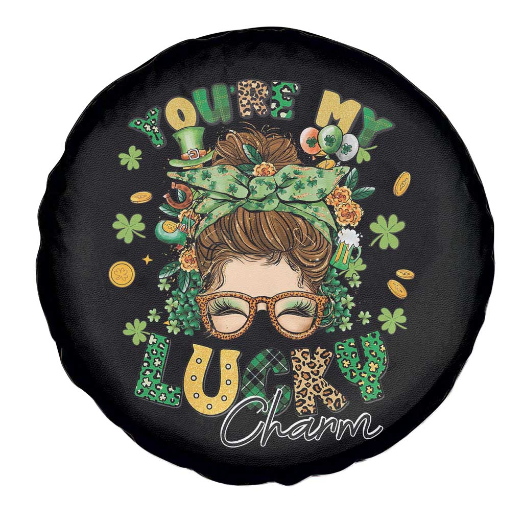 Funny St Patricks Day Spare Tire Cover You Are My Lucky Charm Shamrock Messy Bun TS02 Print Your Wear