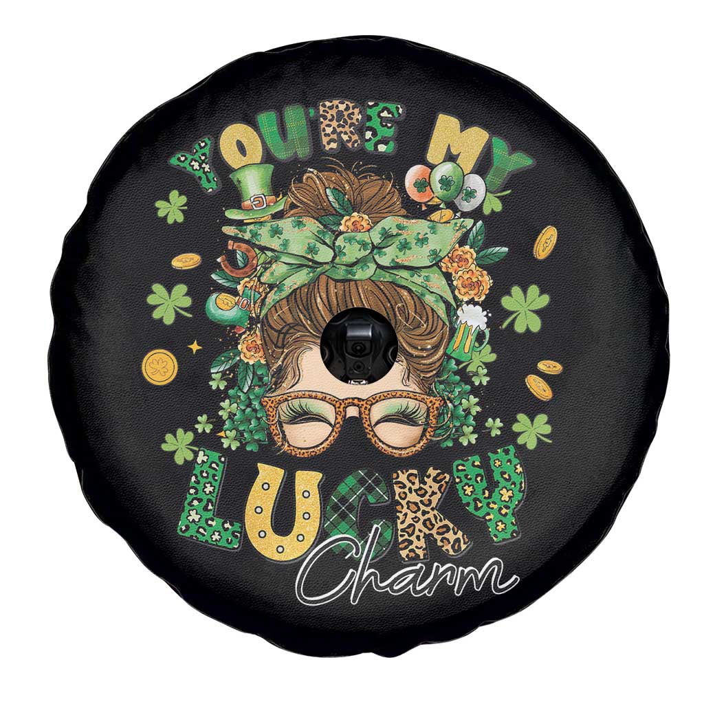 Funny St Patricks Day Spare Tire Cover You Are My Lucky Charm Shamrock Messy Bun TS02 Print Your Wear