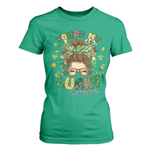 Funny St Patricks Day T Shirt For Women You Are My Lucky Charm Shamrock Messy Bun TS02 Irish Green Print Your Wear