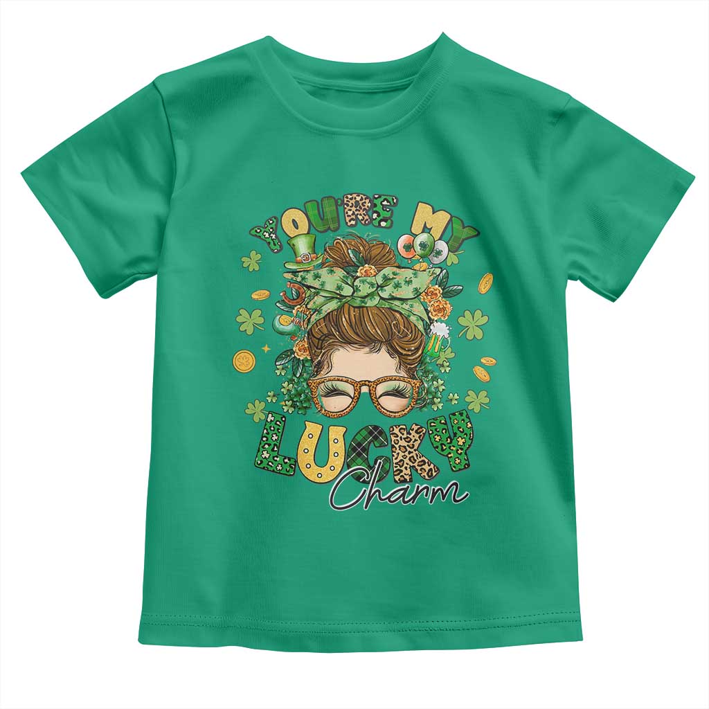 Funny St Patricks Day Toddler T Shirt You Are My Lucky Charm Shamrock Messy Bun TS02 Irish Green Print Your Wear