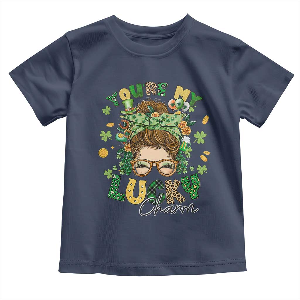 Funny St Patricks Day Toddler T Shirt You Are My Lucky Charm Shamrock Messy Bun TS02 Navy Print Your Wear