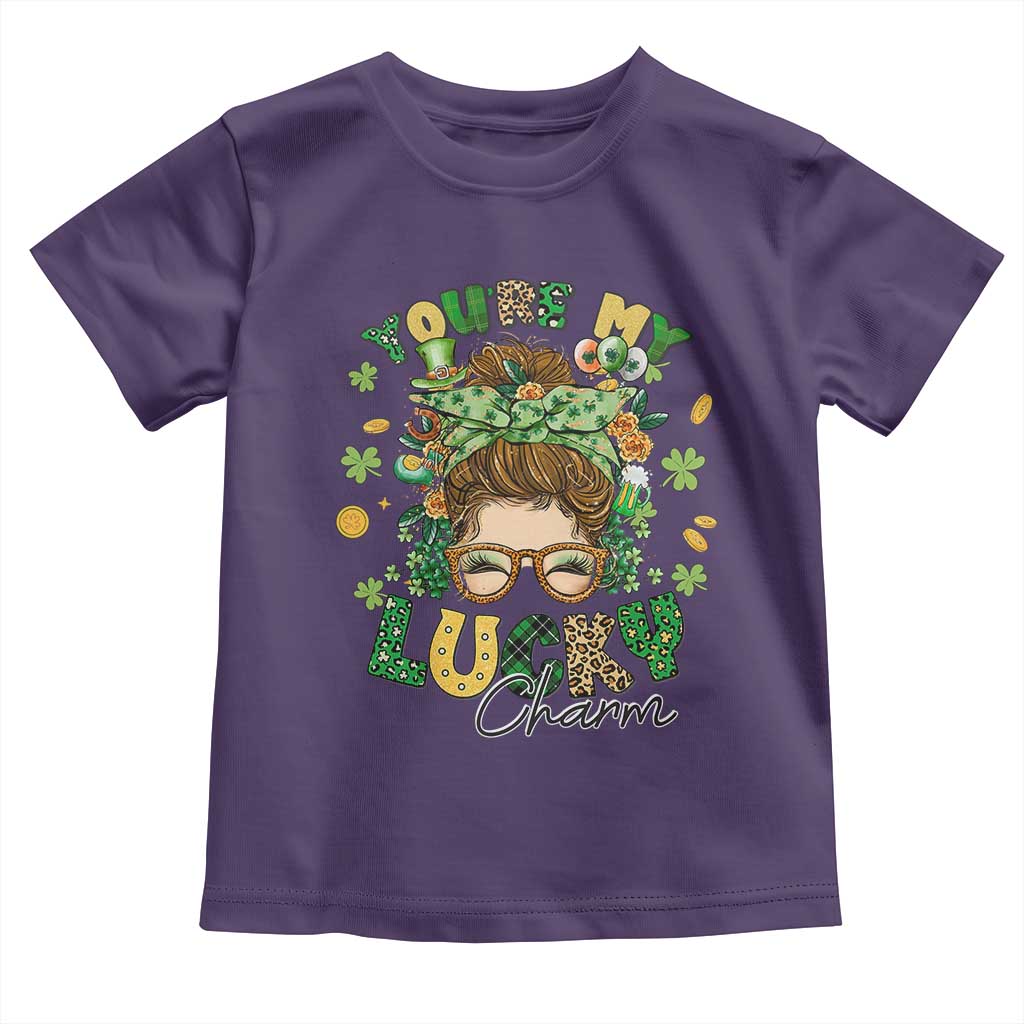 Funny St Patricks Day Toddler T Shirt You Are My Lucky Charm Shamrock Messy Bun TS02 Purple Print Your Wear