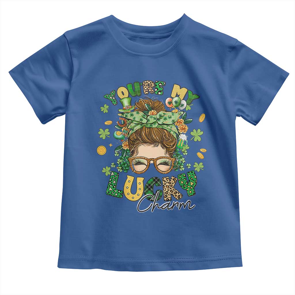 Funny St Patricks Day Toddler T Shirt You Are My Lucky Charm Shamrock Messy Bun TS02 Royal Blue Print Your Wear