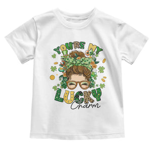Funny St Patricks Day Toddler T Shirt You Are My Lucky Charm Shamrock Messy Bun TS02 White Print Your Wear