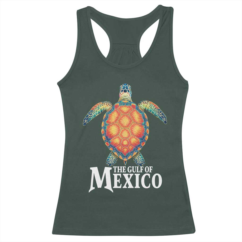 The Gulf Of Mexico Racerback Tank Top Sea Turtle Graphic Forever Never Forget TS02 Dark Forest Green Print Your Wear