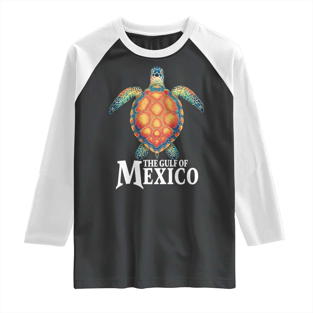 The Gulf Of Mexico Raglan Shirt Sea Turtle Graphic Forever Never Forget TS02 Black White Print Your Wear