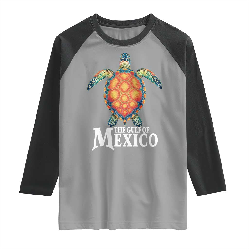 The Gulf Of Mexico Raglan Shirt Sea Turtle Graphic Forever Never Forget TS02 Sport Gray Black Print Your Wear