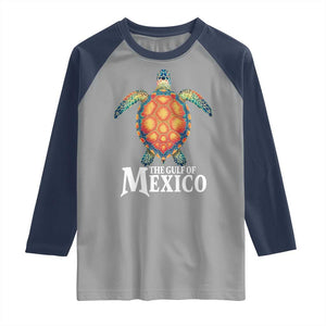 The Gulf Of Mexico Raglan Shirt Sea Turtle Graphic Forever Never Forget TS02 Sport Gray Navy Print Your Wear