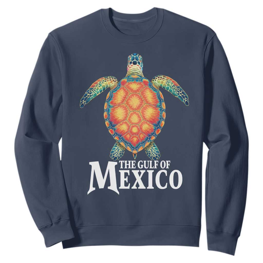 The Gulf Of Mexico Sweatshirt Sea Turtle Graphic Forever Never Forget TS02 Navy Print Your Wear