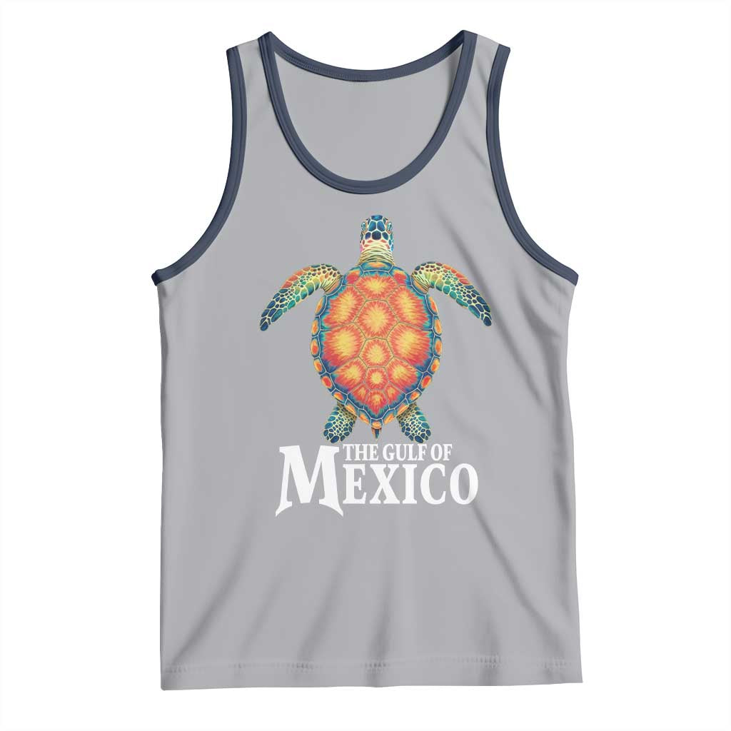 The Gulf Of Mexico Tank Top Sea Turtle Graphic Forever Never Forget TS02 Athletic Heather Navy Print Your Wear