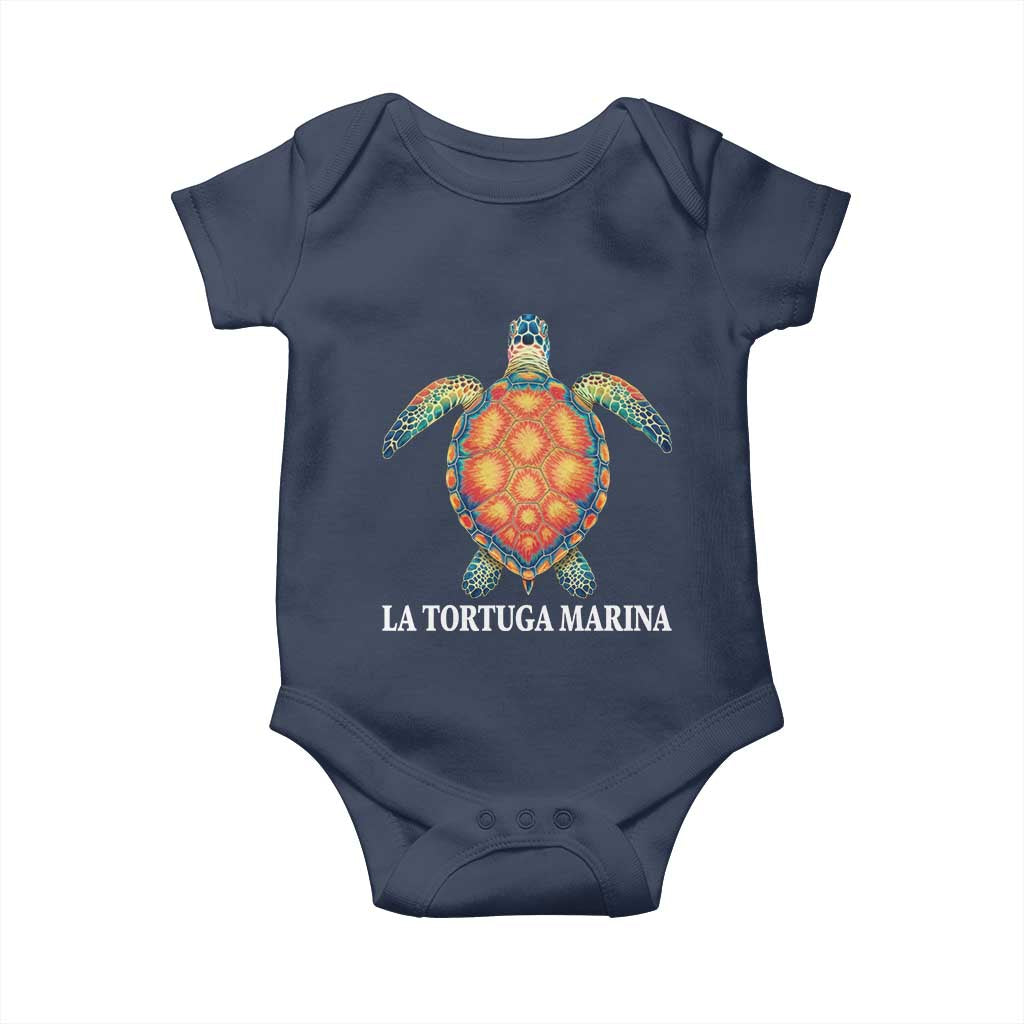 La Tortuga Marina Baby Onesie Sea Turtle Gulf Of Mexico Forever TS02 Navy Print Your Wear