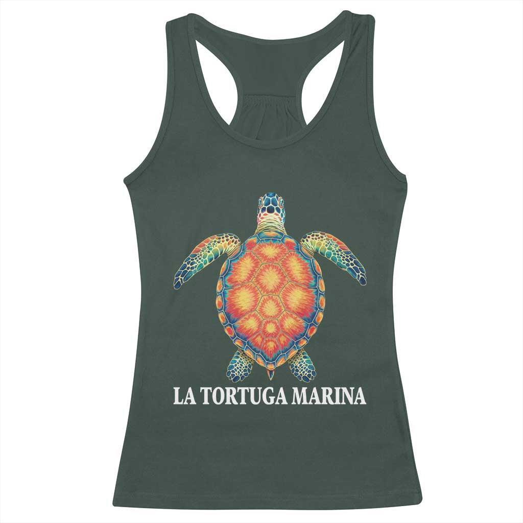 La Tortuga Marina Racerback Tank Top Sea Turtle Gulf Of Mexico Forever TS02 Dark Forest Green Print Your Wear