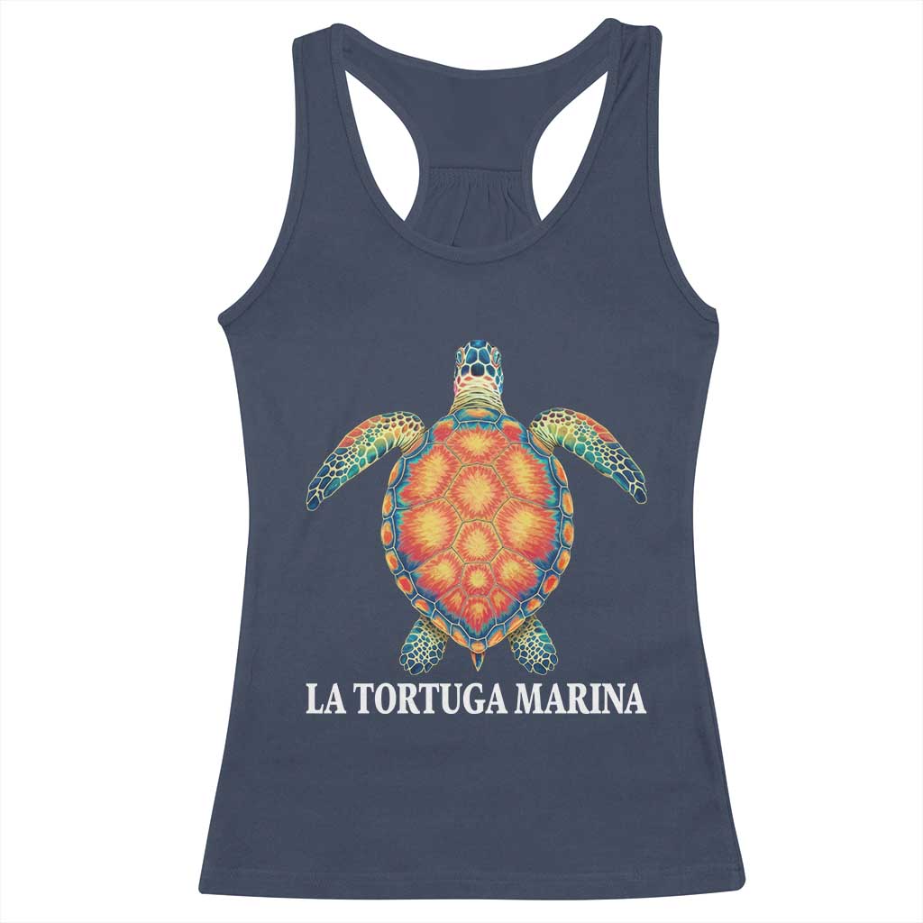 La Tortuga Marina Racerback Tank Top Sea Turtle Gulf Of Mexico Forever TS02 Navy Print Your Wear