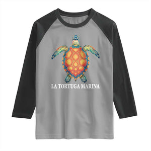 La Tortuga Marina Raglan Shirt Sea Turtle Gulf Of Mexico Forever TS02 Sport Gray Black Print Your Wear