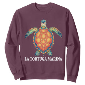 La Tortuga Marina Sweatshirt Sea Turtle Gulf Of Mexico Forever TS02 Maroon Print Your Wear