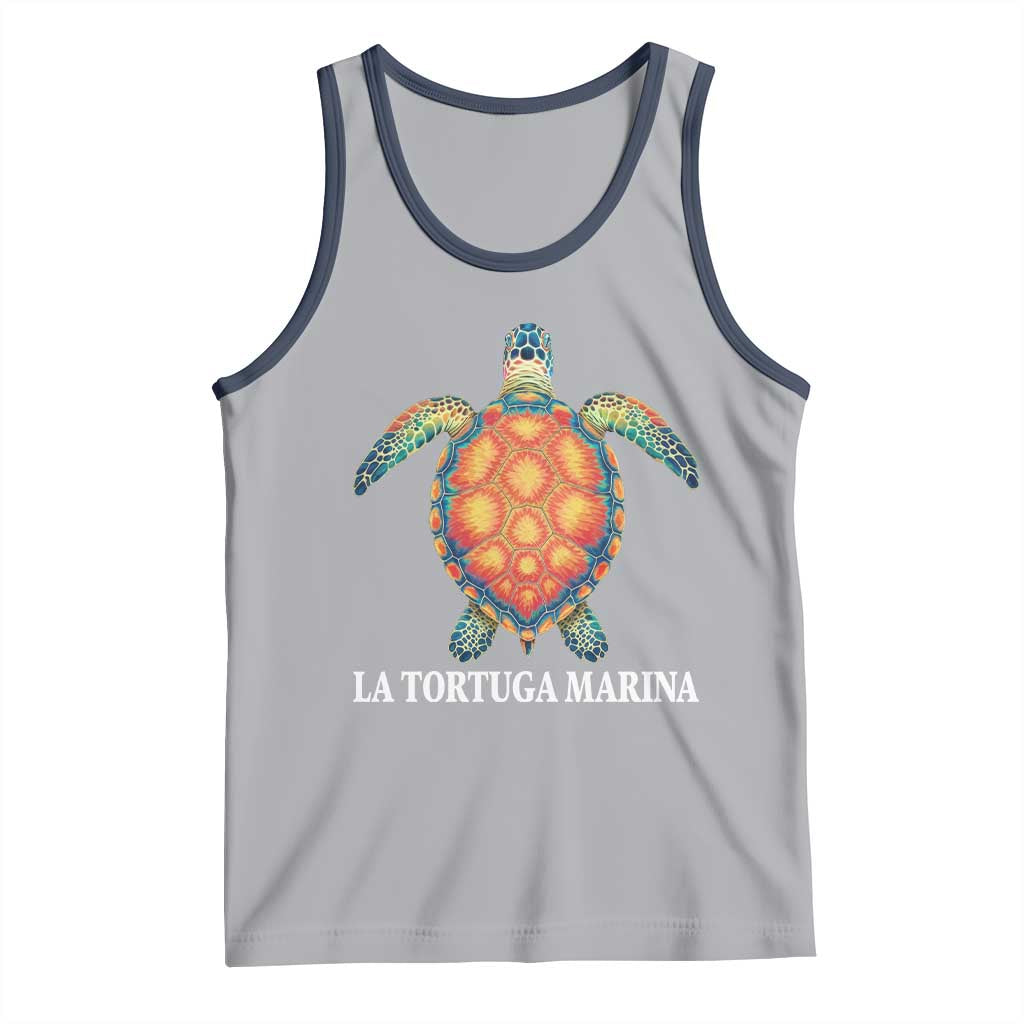 La Tortuga Marina Tank Top Sea Turtle Gulf Of Mexico Forever TS02 Athletic Heather Navy Print Your Wear