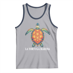 La Tortuga Marina Tank Top Sea Turtle Gulf Of Mexico Forever TS02 Athletic Heather Navy Print Your Wear