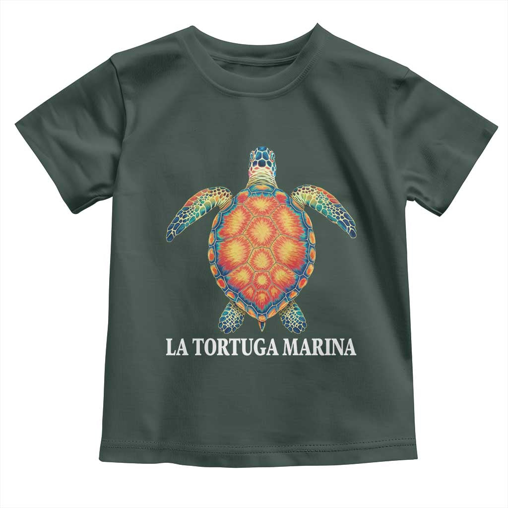 La Tortuga Marina Toddler T Shirt Sea Turtle Gulf Of Mexico Forever TS02 Dark Forest Green Print Your Wear