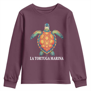 La Tortuga Marina Youth Sweatshirt Sea Turtle Gulf Of Mexico Forever TS02 Maroon Print Your Wear