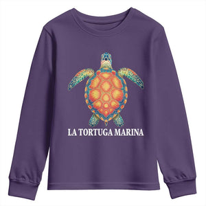 La Tortuga Marina Youth Sweatshirt Sea Turtle Gulf Of Mexico Forever TS02 Purple Print Your Wear