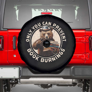 Funny Books Lover Bear Spare Tire Cover Only You Can Prevent Book Burnings TS02 Black Print Your Wear