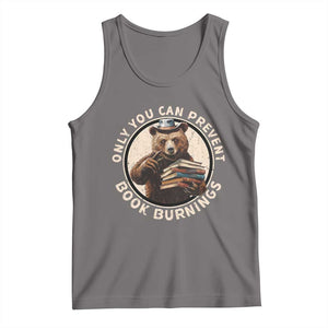 Funny Books Lover Bear Tank Top Only You Can Prevent Book Burnings TS02 Deep Heather Print Your Wear