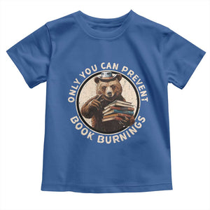 Funny Books Lover Bear Toddler T Shirt Only You Can Prevent Book Burnings TS02 Royal Blue Print Your Wear
