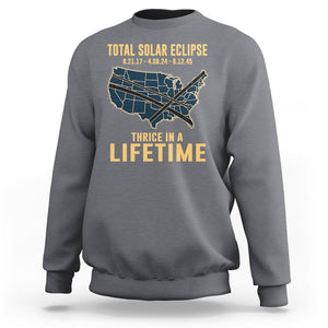Total Solar Eclipse 2045 Sweatshirt Thrice In A Lifetime American Totality Tour Map 2017 2024 2045 TS02 Charcoal Printyourwear