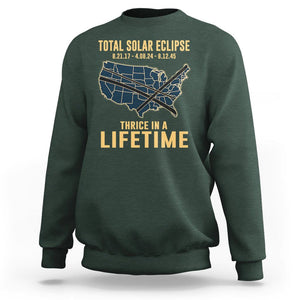 Total Solar Eclipse 2045 Sweatshirt Thrice In A Lifetime American Totality Tour Map 2017 2024 2045 TS02 Dark Forest Green Printyourwear