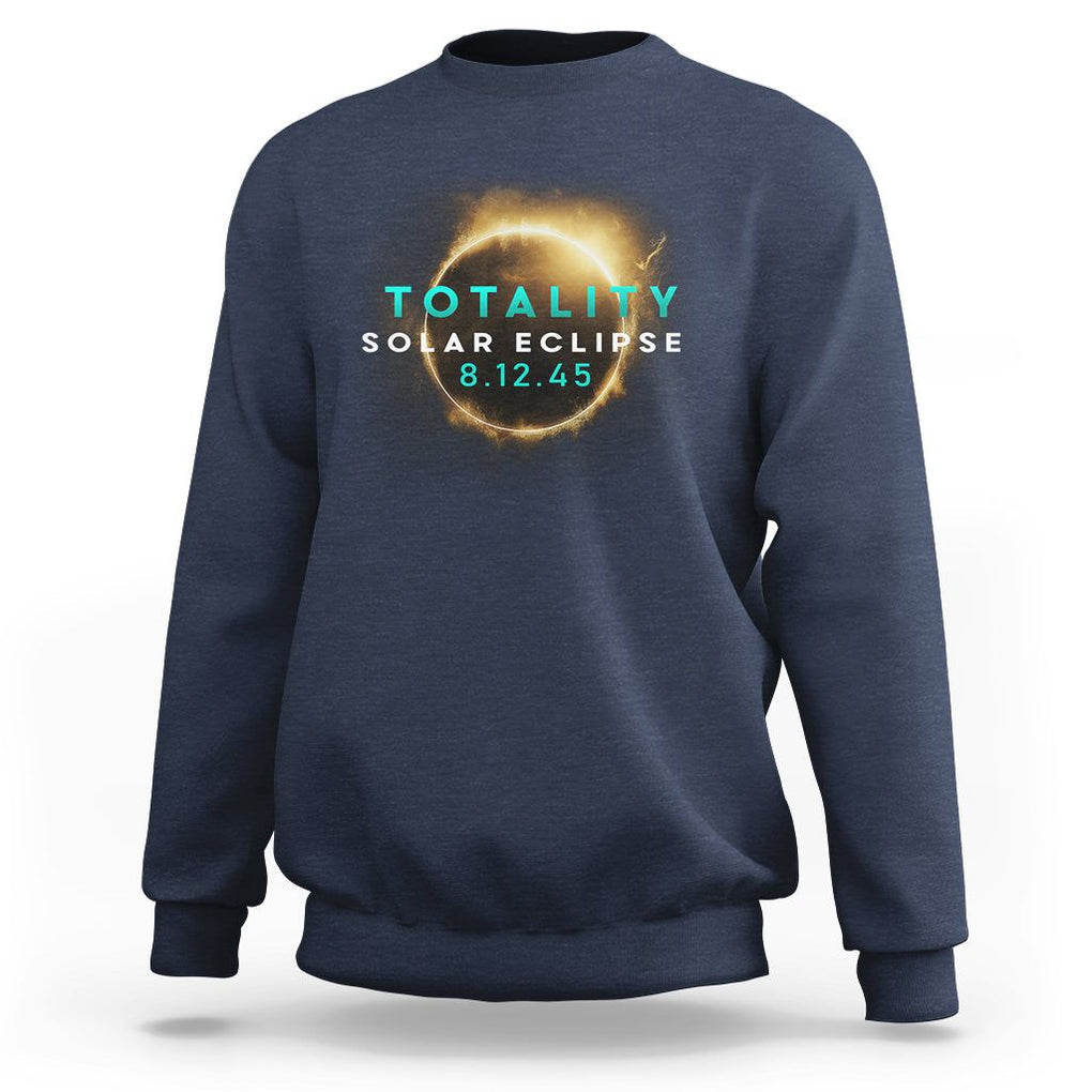 Total Solar Eclipse 2045 Sweatshirt American Totality August 12 TS02 Navy Printyourwear