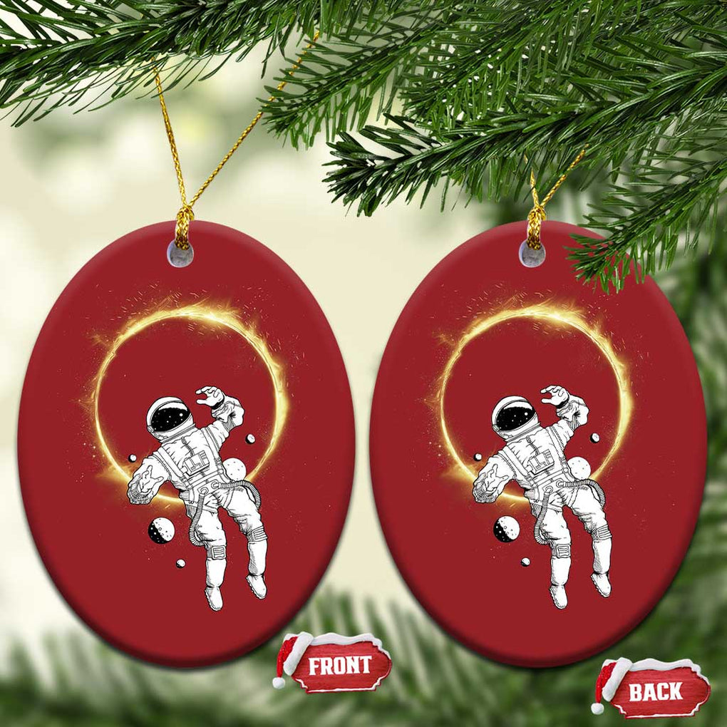 Astronaut Outer Space Christmas Ornament Cosmic Spaceflight Galaxy TS02 Oval Red Print Your Wear