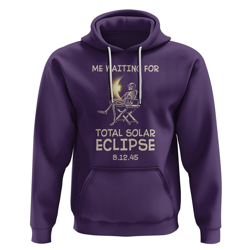 Me Waiting For Total Solar Eclipse 2045 Hoodie Funny Skeleton American Totality TS02 Purple Printyourwear